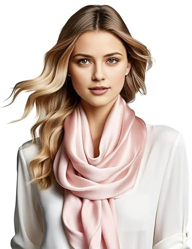 LA FERANI Damen Seidenschal 100% Seide rosa pink Halstuch Schal Uni Farbe 180x90cm Uni Farbe für Anzug formelle Anlässe Stola Business Style Geschenk für Sie (Rosa)