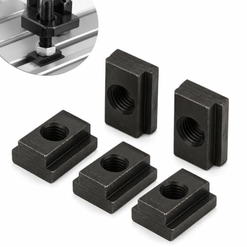 Ouitble T Nutensteine M12 45 Gewinde T-Nutenmuttern 5 Stück, Schwarzoxid-Finish Nutensteine in T Muttern für Werkzeugmaschinentische