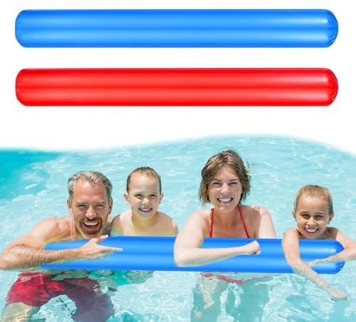 MUYAPAY 2 Pezzi Tubo Galleggiante per Piscina Gonfiabile, 105 cm Tagliatelle da Piscina, Noodle per Piscina, Tubo Galleggiante Piscina per Adulti Bambini Nuoto Acquagym Mare Piscina (Rosso, Blu)