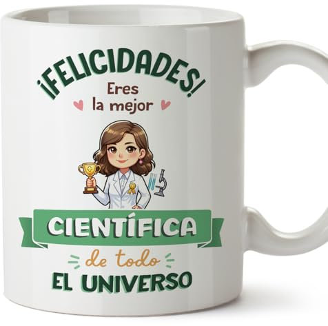 MUGFFINS Tazas para CIENTÍFICA mujer - En Español - Mejor Universo Trofeo - 11 oz / 330 ml - Regalo original y divertido