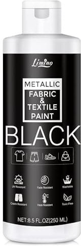 Pintura Textil Negro - 250ml Pintura Textil Permanente para Ropa de Tela y Cuero, Pintura Acrílica para Tela y Cueropara, Pinturas Lavables para Ropa para Camisetas, Jeans, Zapatillas de Lona, Sofás
