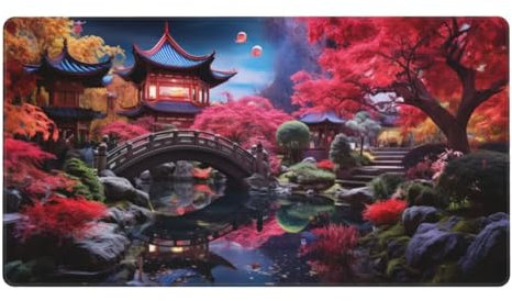 Alfombrilla de Ratón Gaming Grande XXL 500x300x3mm Resistente al Agua Alfombrilla, con Base Goma Antideslizante, Mousepad de Teclado Lavable, para Oficina Hogar PC Árbol Arquitectónico Antiguo Z4082