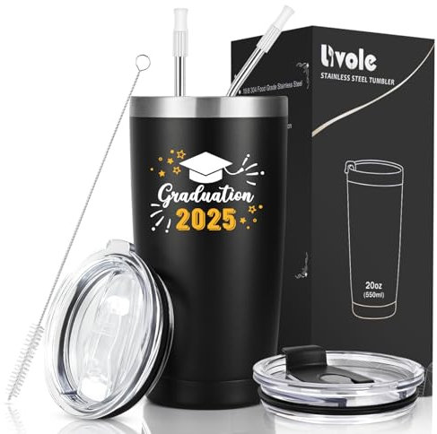 Livole Graduation 2025 Gifts, Graduation Presents for Him, Boys, Students, Proud of You Gift for Students, Congratulations Gifts for Him, Men, Best Friend, 20oz 600ml Stainless Steel Tumbler Glasses