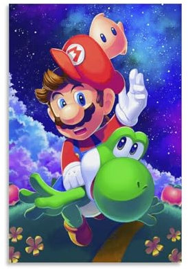 WQIRALFEX Super Mario Poster Wandbild Leinwand Gemälde Wohnzimmer Deko Wand Poster Kunstdruck Für Schlafzimmer Wohnzimmer Dekor 12x18inch(30x45cm)