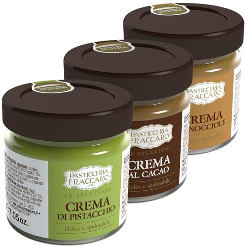 Crema Spalmabile alla Gianduia, Pistacchio e Cacao - Pasticceria Fraccaro 1932 - Tradizione Italiana in Ogni Gusto - 3 Confezioni da 200 g
