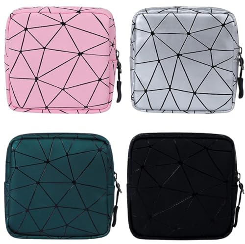 Lot de 4 petites pochettes de rangement réutilisables pour serviettes hygiéniques avec fermeture éclair - Étanche - Pour adolescentes, filles et femmes