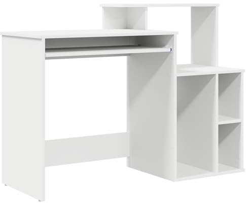 vidaXL Tisch mit Stauraum Weiß 120,5 x 44 x 88,5 cm Holzwerkstoff, Heim-Büro, moderner rechteckiger Schreibtisch mit Stauraum, stilvolle Möbel für effizientes Lernen und Organisation