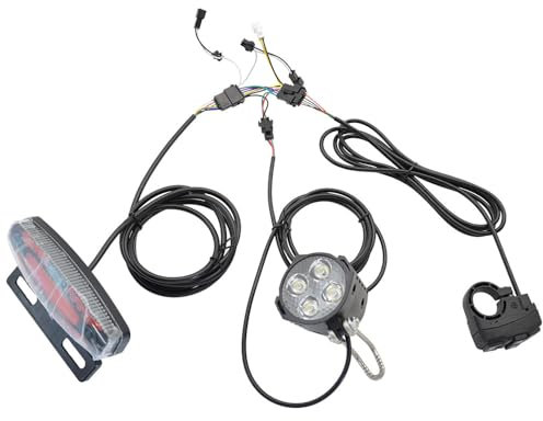 ACAGALA Fahrrad-Scheinwerfer und Rücklicht-Set E-Bike Blinker Vorder- und Rücklicht Elektro-Fahrrad-Licht Hupen-Kits mit Schalter 24-48V