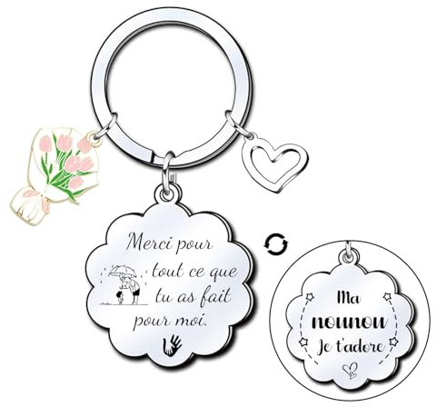 KJKJKJ Cadeau Nounou Porte-clés Cadeau Nounous Anniversaire Cadeau Merci Nounou, Fin d'Année,Noël,Résiliation du Contrat