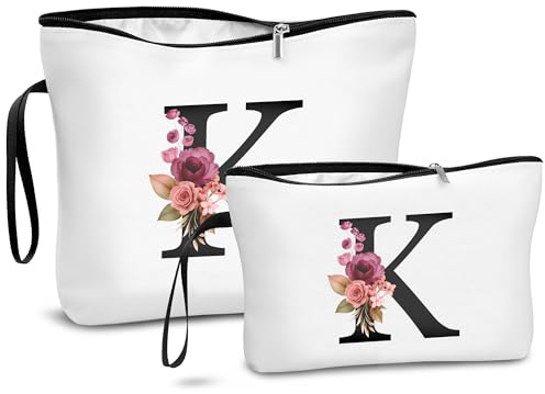 DBPBToU Trousse De Maquillage Femme en Toile (K) | Cadeau Femme Personnalisé Trousse, Cadeau Anniversaire Femme, Fête des Mères