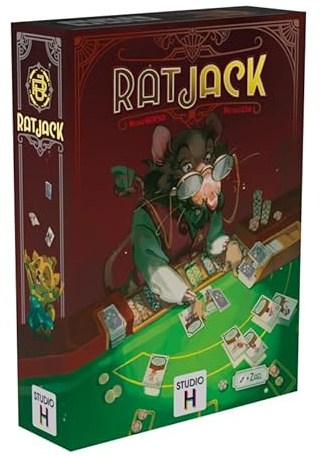 Hachette Boardgames Ratjack Card Game, Family Strategy Game, 2-4 Players, Casino Theme, Card Based, Rodent Characters, 12-Card Deck