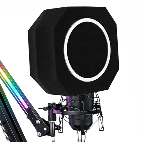ktondic Mic Isolation Shield with Pop Filter for Recording | Reduces Echo and Room Reflections; Fits 40-60mm Condenser Mics; for Podcasting,Streaming,Singing and Coiceovers