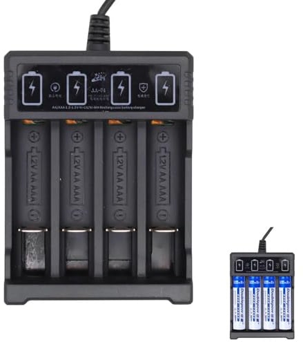 Chargeur Indépendant à 4 Emplacements pour Batteries Rechargeables AA et AAA, Écran LCD Intelligent, Système de Refroidissement Efficace et Sécurité Avancée pour des Recharges Fiables et Sécurisées