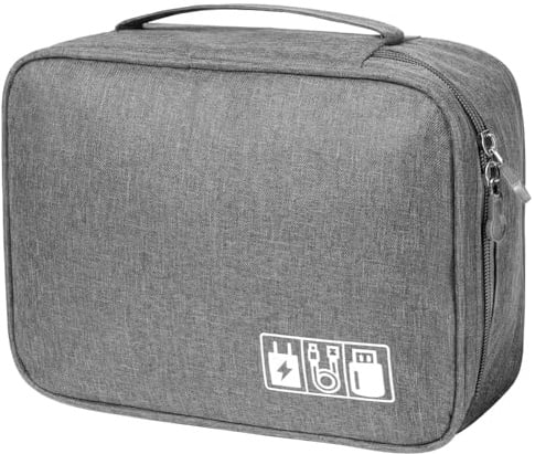 OFFCUP Travel Cable Organiser Bag, Portable Bag Electronics Organizer | Universal Large Capacity Travel Accessories for iPad, Cables, Chargers, Hard Drive, Power Bank, Game Cards (Gray)