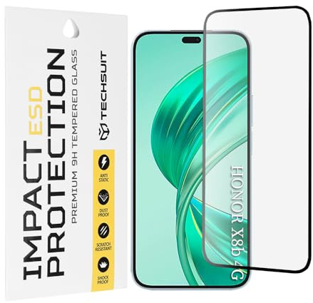 Techsuit Displayschutzfolie für Honor X8b, X8c, 400 Lite Gehärtetes Glas mit Antistatisch, Staubabweisend, Vollständige Abdeckung, Stoßschutz, Oleophobe Beschichtung, ESD