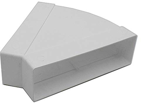 Kair 204 x 60mm 45 Degree Horizontal Rectangular Plastic Duct Elbow | Fits over 204 x 60mm rectangular flat channel pipe, Suitable for concealed installation, Both ends are female spigots
