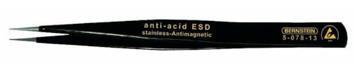 BERNSTEIN ESD SMD-Präzisionspinzette spitz – Universal-Pinzette 130 mm | Form PSF Edelstahl | ableitfähig | feine pinzette