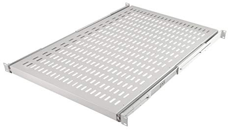 LogiLink SF1S85G - Ausziehbarer Fachboden (1 HE) für Stand-, Serverschränke mit 1000mm Tiefe, 35kg Tragkraft, Grau