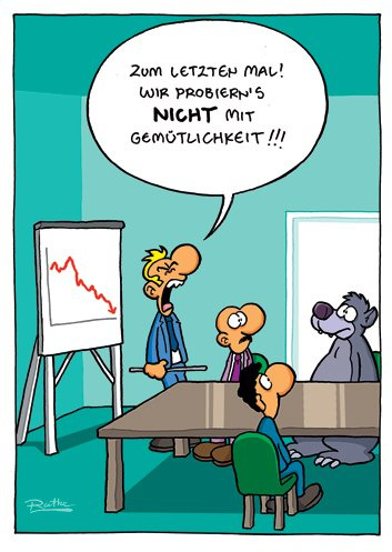 modern times Postkarte CARTOON - Motiv: NICHT MIT GEMÜTLICHKEIT, Anlass: Cartoon/Satire Fun, Künstler/Verlag: KÖPENICKER CG © RUTHE, Ralph, Größe: A6