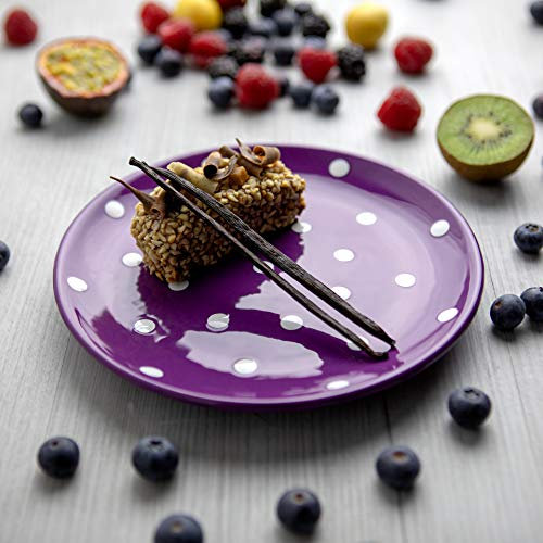 City to Cottage | Assiette à dessert | Violette à pois blancs en céramique faite et peinte à la main | 20cm
