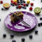 City to Cottage | Assiette à dessert | Violette à pois blancs en céramique faite et peinte à la main | 20cm