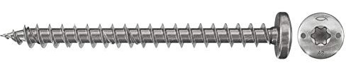 fischer - Vis Power-Fast 4,5x40 Tête ronde, empreinte TX, inox A2, filetage total/Boite de 100