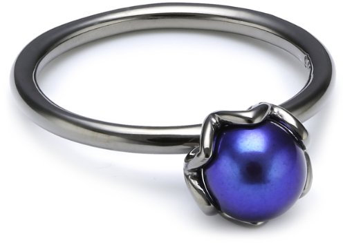 PANDORA Damen-Ring 925 Sterling Silber Süßwasser Zuchtperle blau Gr. 54 (17.2) 190865BRPDB-54