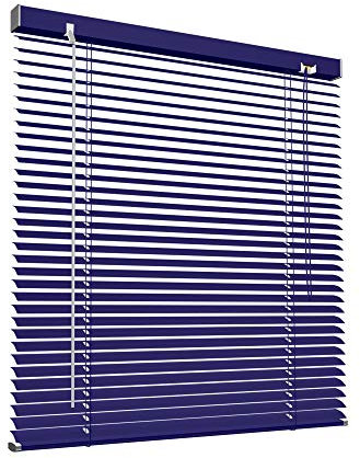 Victoria M. Aluminium Jalousie 140 x 130 cm, blau, Jalousie ohne Bohren, inkl. Klemmclips