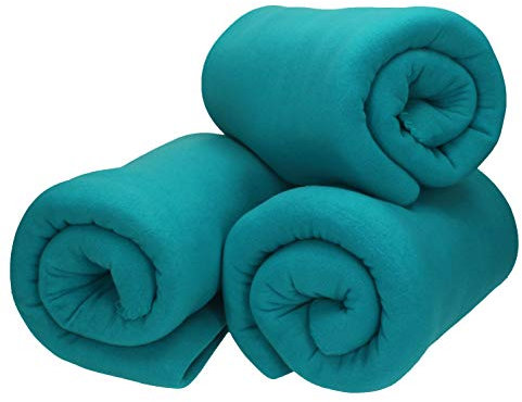 Betz 3 Stück Fleecedecke Kuscheldecke Wohndecke in Größe 130x170 cm Qualität 180 g/m Farbe Petrol