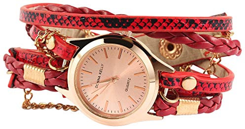Donna Kelly Damenuhr mit Lederimitation-Wickelarmband