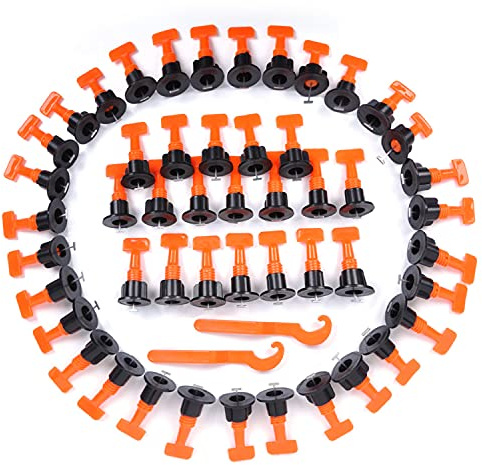 Tile Leveling System 100pcs Floor Tile Spacers Reusable for Building Walls Floors with Special Wrench