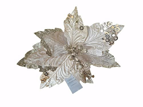 Gisela Graham Ivory Poinsettia Christmas Pick