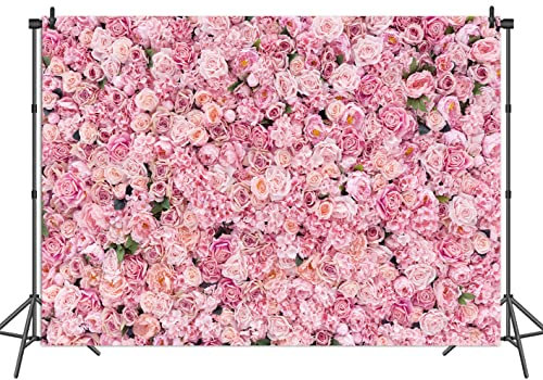 BINQOO 2,1 x 1,5 m rosa Rose Wandhintergrund rosa Geburtstag Background Blumen Hintergründe Mädchen Geburtstag Party Hochzeit Brautparty Jubiläum Zeremonie Dekor