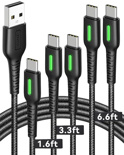 INIU USB C Cable, 【5 Pack 3+3+6+6+10ft】 3.1A QC Fast Charging USB Type C Cable, Nylon Braided Charger USB-C Cables for Samsung Galaxy S20 S10 S9 S8 Plus Note 10 9 LG Google Pixel OnePlus Moto Z3 Etc