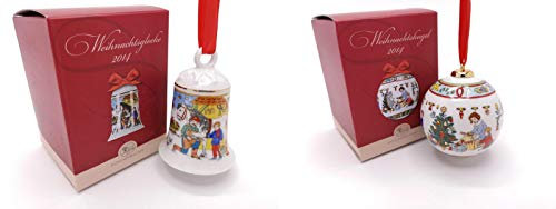 Hutschenreuther Porzellanglocke & Porzellankugel 2014 OVP - Weihnachtsglocke Weihnachtskugel