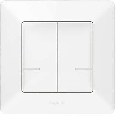 LEGRAND, Valena Life with Netatmo Funk-Wandsender Licht, 2 Schaltwippen, für Funk-Lichtschalter/-Steckdosen, lokale Steuerung o. per App oder Sprachassistent (Alexa, Siri, ..), inkl. Batterie, 752187