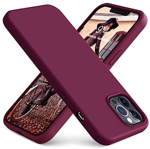 LOVE 3000 Kompatibel mit iPhone 12 Pro Max Handyhülle | Dickes, flüssiges Silikon | kratzfestes Mikrofaserfutter | Ganzkörper-Schutz Hülle für iPhone 12 Pro Max Frauen Mädchen, weinrot
