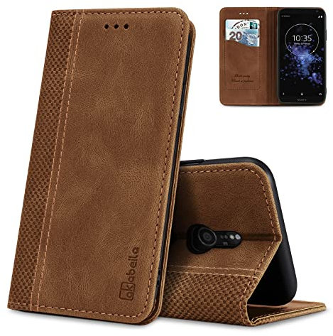 AKABEILA Hülle für Sony Xperia XZ2 Compact Handyhülle PU Leder Flip Case Ständer Brieftasche Schutzhülle Klapphülle Tasche mit Kartenfach Standfunktion Magnetisch