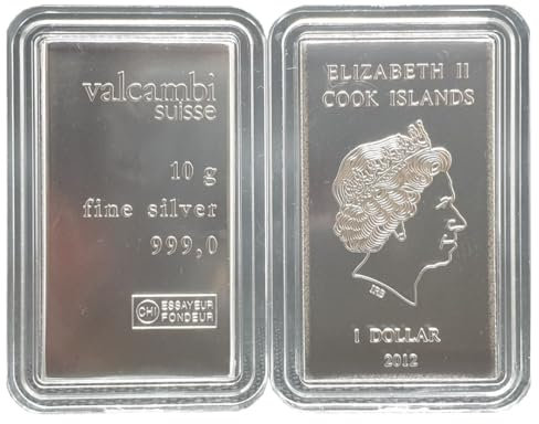 Set von 10g Silberbarren aus Münz- und Tafelbarren Cook Island Valcambi in Kapsel mit Zertifikaten CombiCoin & CombiBar
