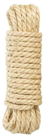 Sisal Rope for Cat Scratcher Cat Tree Repairing - 30 m / 98 ft of 10 mm Thick Natural Sisal Rope for Scratching Post Tower Replacement or Recovering, DIY Cat Scratcher, Gardening Bundling, Craft Deco
