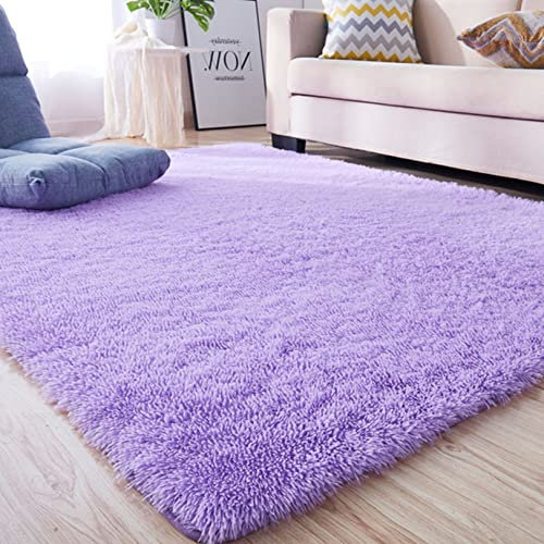 CHBIN Langflor 160x180cm Teppich Wohnzimmer Wohnzimmer Teppich Home Teppich Longhair Einfach zu Säubern für Esszimmer oder und Die Küche Cafe Lounge Sofas Usw, Lila