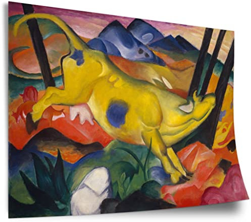 Printistico Poster Franz Marc - Gelbe Kuh (1911) Kunstdruck ohne Rahmen, Wandbild - A4, A3, A2, A1, A0, XXL - Wohnzimmer, Schlafzimmer, Küche, Deko