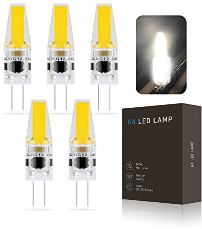 BVCL G4 LED Lampen, 3W G4 LED Birnen,Ersatz für 30W Halogenlampen,270 Lumen,AC/DC 12-24V,360° Lichtwinkel, für Badezimmerschrank und Esszimmer,Kein Blitz,5er Pack (Color : Bianco Naturale, Size : 3W)