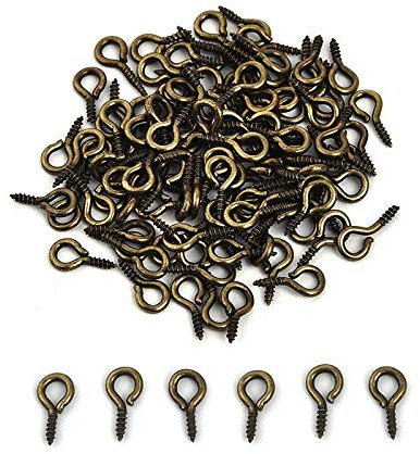 SKYPRO 100Pcs Small Screw Eye Pins, 1.6x16mm Bronze Eye Pin Hooks, Eyelets Screw Threaded Clasps Hooks for Doing Art DIY, Mini Metal Hoop Peg for Jewelry Making