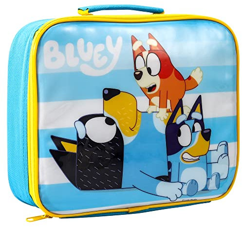 Zawadi Global Bluey - Lonchera rectangular aislada para niños y niñas, tamaño perfecto para empacar aperitivos fríos o calientes para la escuela y viajes, sin BPA