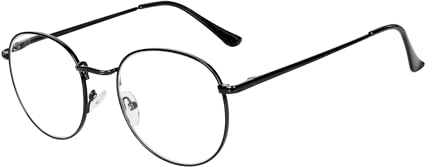 Lesebrille Damen Herren Metall Rahmen Nerdbrille Klar Linse + Brillenband