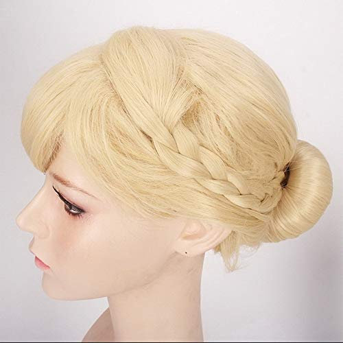 SEIZIS Wig Anime Cosplay Prinzessin ELSA Anna Perücke blond braun geflochten Kunsthaar Halloween Kostüm Cosplay Perücke + Gratis Perückenkappe ELSA Hochsteckfrisur