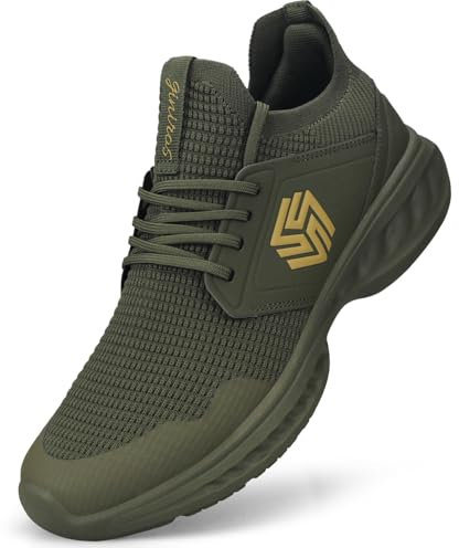 Giniros Sneaker Damen Schuhe Sportschuhe Laufschuhe Turnschuhe Damen Rutschfeste Leichte Fitness Jogging Walkingschuhe Atmungsaktiv Straßenlauf Schlüpfen Schuhe Freizeitschuhe für Damen Armeegrün 37EU