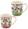 Dekohelden24 Porzellan Weihnachts-Tassen/Becher - Weihnachtshunde mit Weihnachtsdekor- als 2er Set, Größe H/Ø ca. 9 x 8,5 cm, Fassungsvermögen ca. 360 ml, spülmaschinenfest