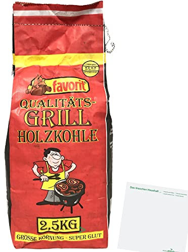 Favorit Grill Holzkohle Große Körnung für super Glut 1er Pack (1x2,5kg) + usy Block